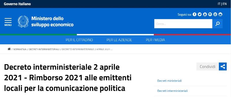 Pubblicato il decreto interministeriale di riparto dei rimborsi MAG per elezioni e referendum 2021 a radio e tv locali