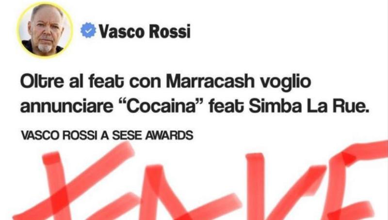 Vasco Rossi che boomer…confonde un post sarcastico su Simba La Rue per vero!