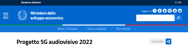 Ministero dello Sviluppo Economico - Progetto 5G audiovisivo 2022