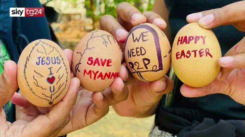 Myanmar, la protesta delle uova di Pasqua